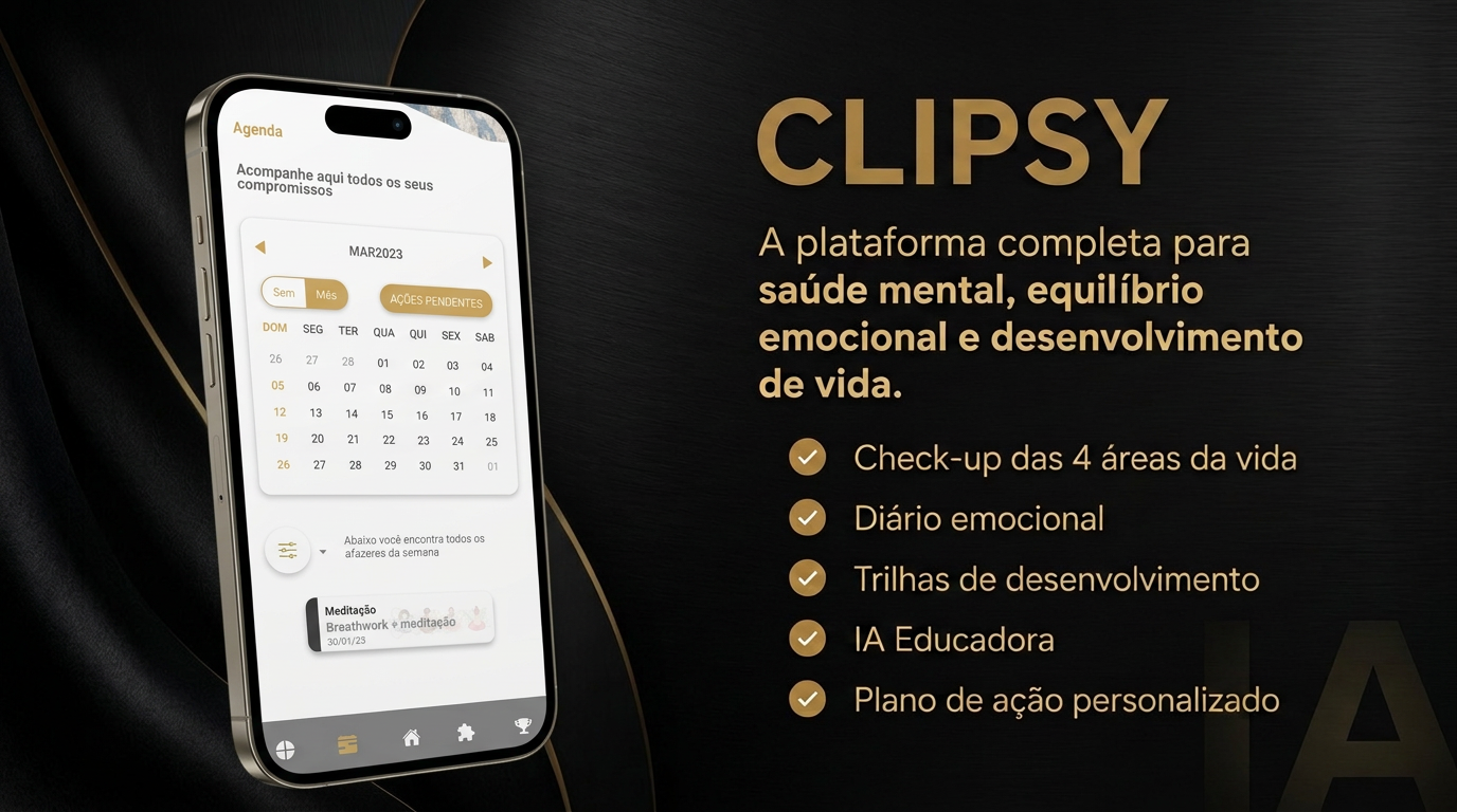 Aplicativo Clipsy com check-up das 4 áreas da vida