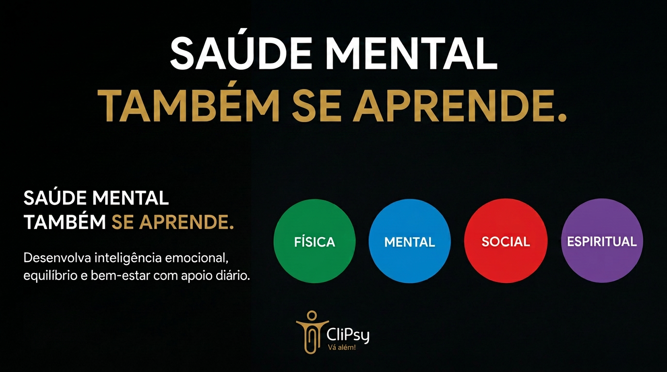 Saúde mental também se aprende – áreas física, mental, social e espiritual